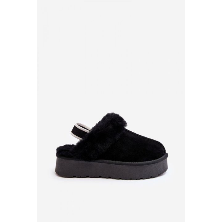Juodos moteriškos šlepetės su pašiltinimu Step in style