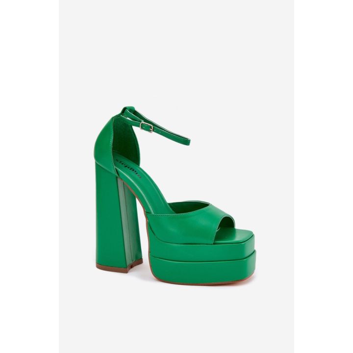 Žalios platforminės basutės su kulnu Step in style