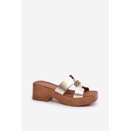 Aukso spalvos basutės su kulnu Step in style