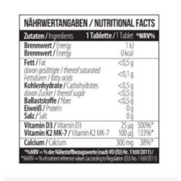 Kalcio citrato tabletės su vitaminu D3 ir K2 MST 60 tablečių