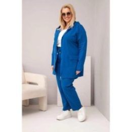 Moteriškas Plus Size komplektas su džemperiu ir kelnėmis, mėlynos spalvos
