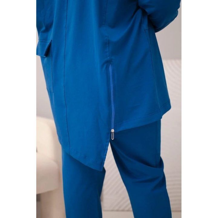 Moteriškas Plus Size komplektas su džemperiu ir kelnėmis, mėlynos spalvos