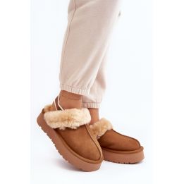 Rudos moteriškos šlepetės su platforma Step in style