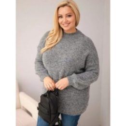 Moteriškas Plus Size laisvo kirpimo megztinis, pilkos spalvos