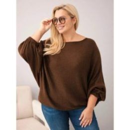 Moteriškas Plus Size megztinis, rudos spalvos