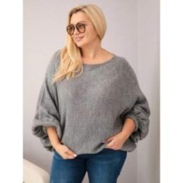 Moteriškas Plus Size megztinis laisvo kirpimo, tamsiai pilkas