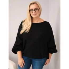 Moteriškas Plus Size megztinis laisvo kirpimo, juodos spalvos