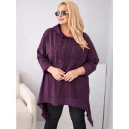 Moteriškas Plus Size džemperis su gobtuvu, bordo spalvos