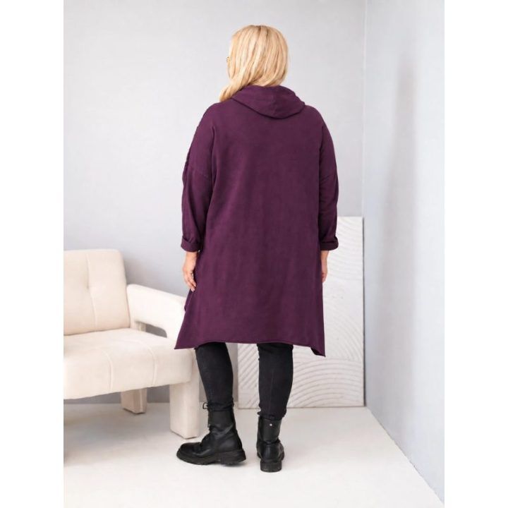 Moteriškas Plus Size džemperis su gobtuvu, bordo spalvos