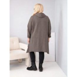 Moteriškas Plus Size džemperis su gobtuvu, fango spalvos