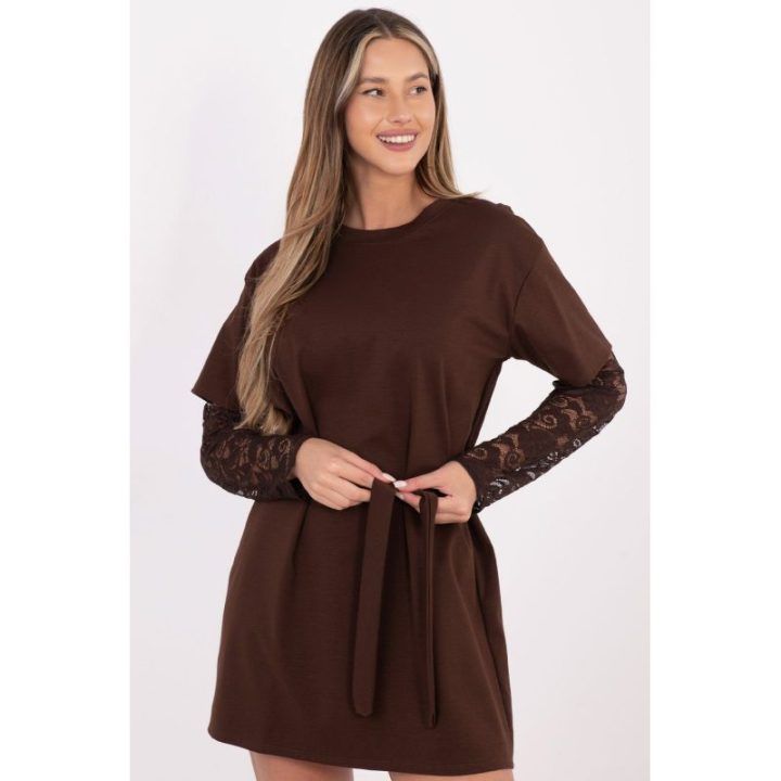 Ruda suknelė su diržu Italy Moda