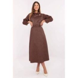 Rudos taškuotos midi sijonas Italy Moda