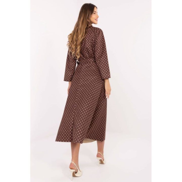 Rudos taškuotos midi sijonas Italy Moda