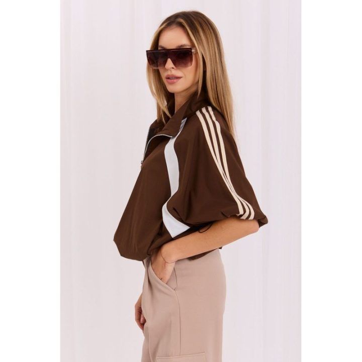 Ruda striukė su juostelėmis Italy Moda
