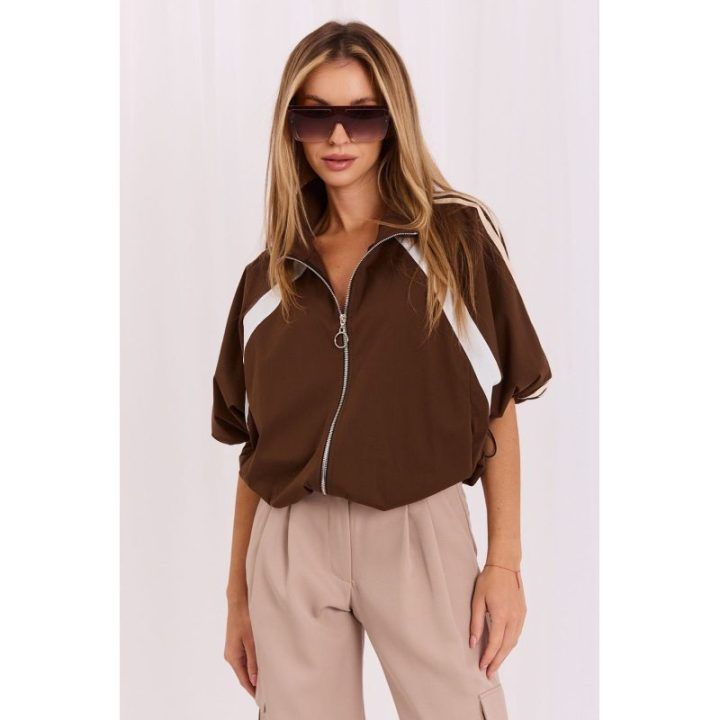Ruda striukė su juostelėmis Italy Moda