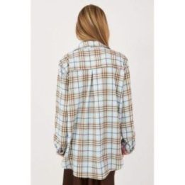Mėlyna languota moteriška marškininė palaidinė Italy Moda