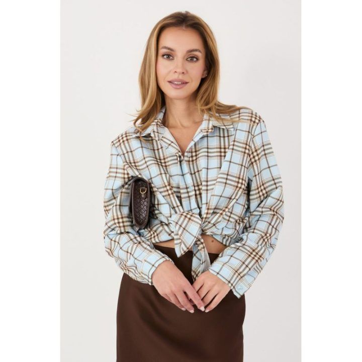 Mėlyna languota moteriška marškininė palaidinė Italy Moda