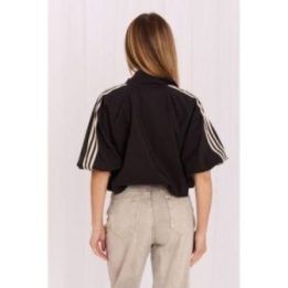 Juoda laisvo kirpimo striukė su juostomis Italy Moda