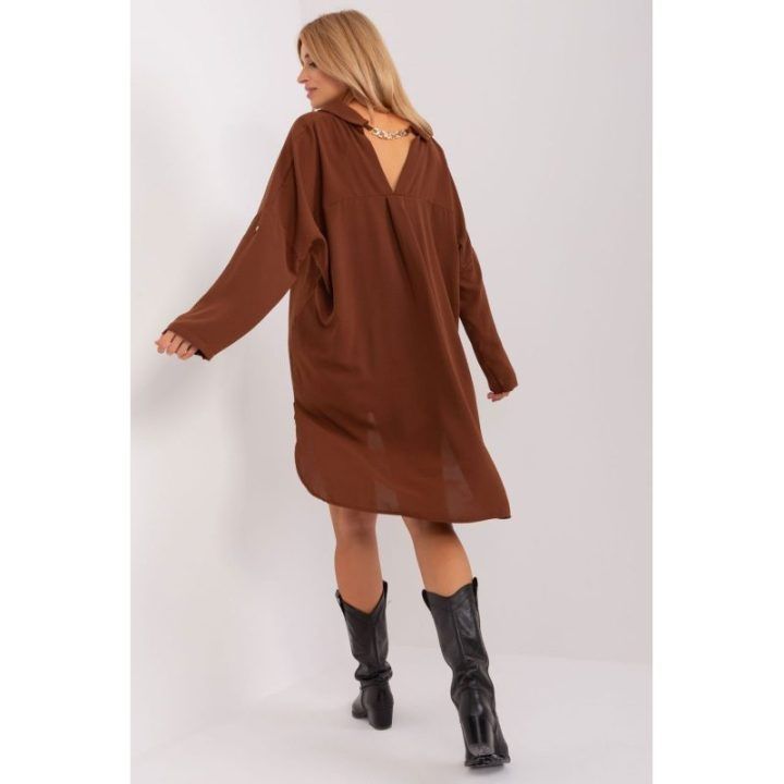 Ruda suknelė su sagomis Italy Moda