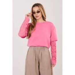 Rožinė palaidinė su nėrinių rankovėmis Italy Moda