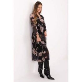 Juoda gėlėta suknelė Italy Moda