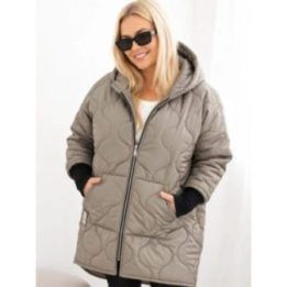 Moteriška Plus Size žieminė striukė su gobtuvu, smėlio spalvos