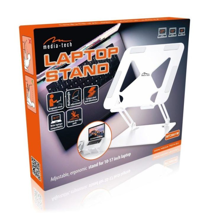 Nešiojamojo kompiuterio stovas Media-Tech MT2661W, baltas