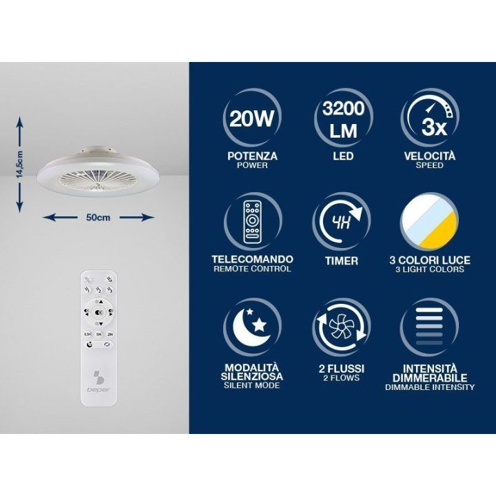 Beper P206VEN640 lubų ventiliatorius su LED