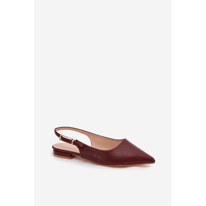 Burgundiškos balerinos su smailėjančia nosimi ir dirželiu Step in style