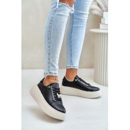 Juodi sportbačiai ant storos platformos Step in style