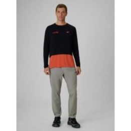 Vyriškas trekkingo longsleeve 4F, juodas su oranžine apačia