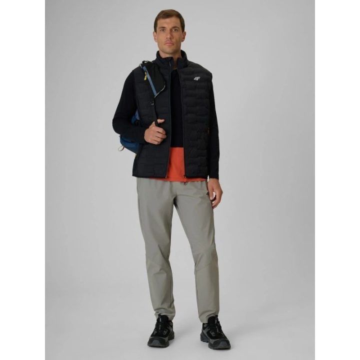 Vyriškas trekkingo longsleeve 4F, juodas su oranžine apačia
