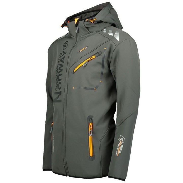 Vyriška softshell striukė Geographical Norway Royaute DB, tamsiai pilka su oranžinėmis detalėmis