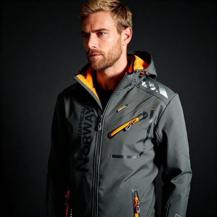 Vyriška softshell striukė Geographical Norway Royaute DB, tamsiai pilka su oranžinėmis detalėmis