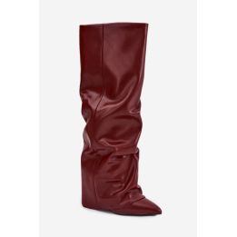 Bordo spalvos ilgaauliai batai virš kelių Step in style