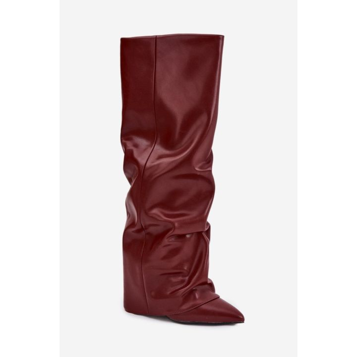 Bordo spalvos ilgaauliai batai virš kelių Step in style