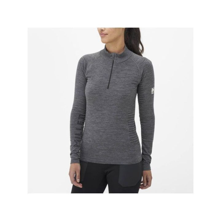 Moteriški termo marškinėliai MILLET Drynamic Warm Zip, grafito