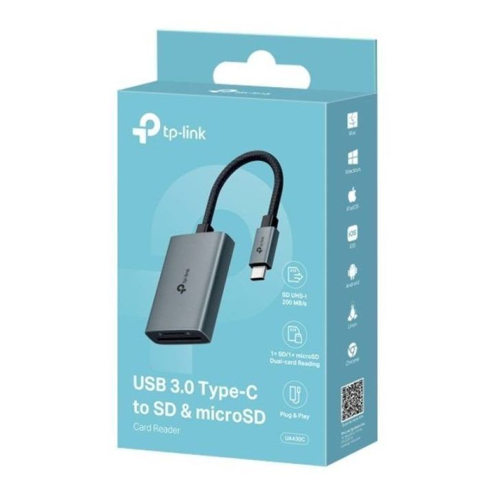 TP-LINK UA430C atminties kortelių skaitytuvas, USB-C