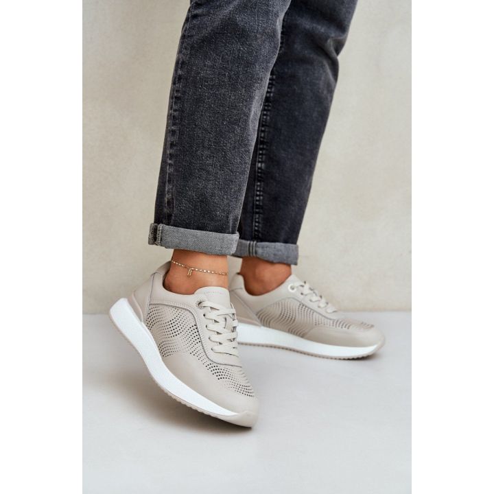Smėlio spalvos sportbačiai su platforma Step in style