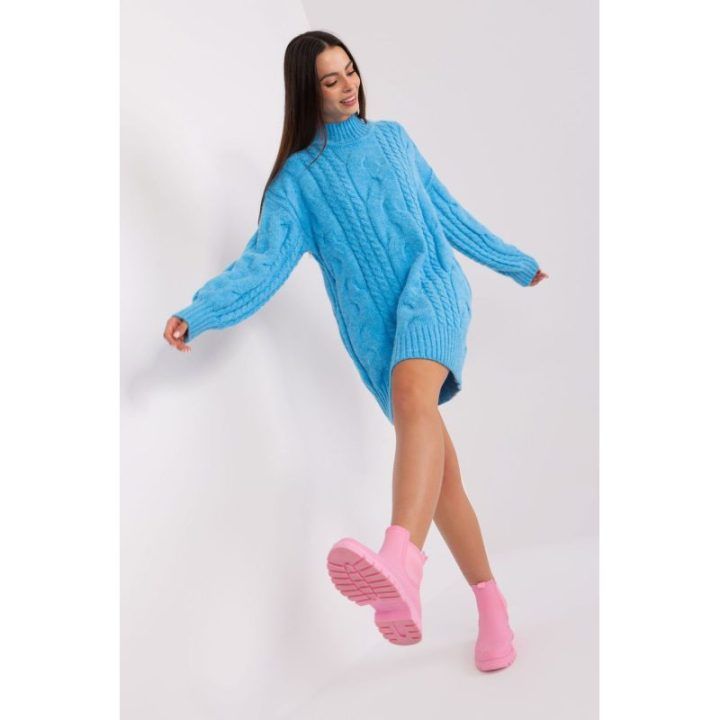 Ilgas oversized megztinis, mėlynas