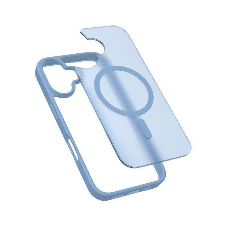 Mėlynas dėklas iPhone 17 Crong Hybrid Matte Magnetic