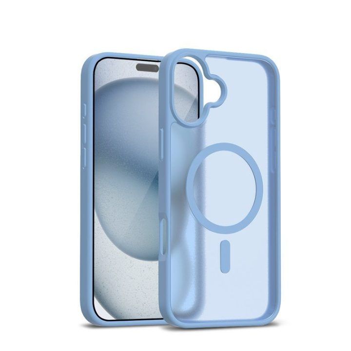 Mėlynas dėklas iPhone 17 Crong Hybrid Matte Magnetic