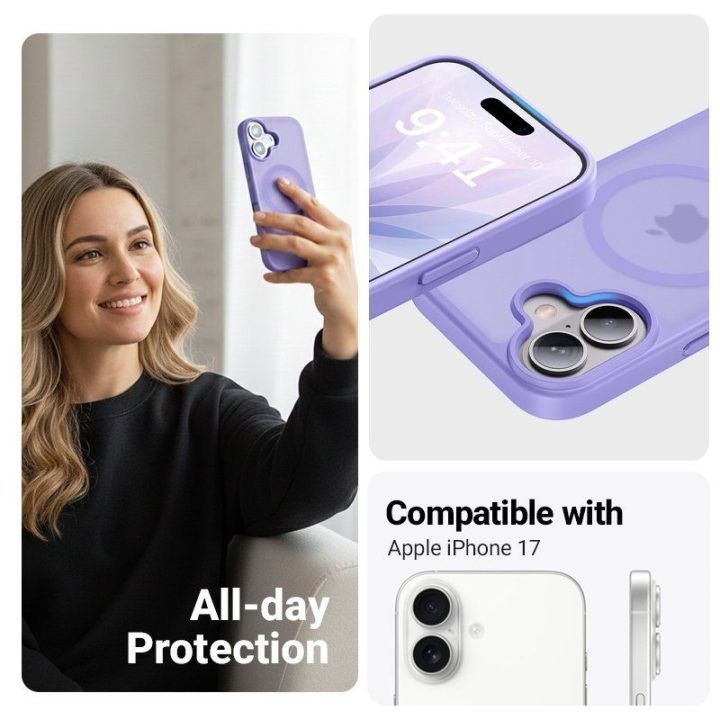 Dėklas Crong Hybrid Matte Magnetic iPhone 17, alyvinis