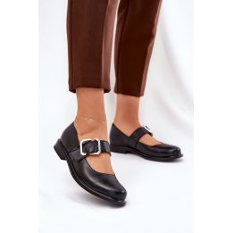 Juodi odiniai aulinukai su sagtimi Step in style