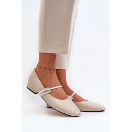 Kreminės balerinos su dirželiu Step in style