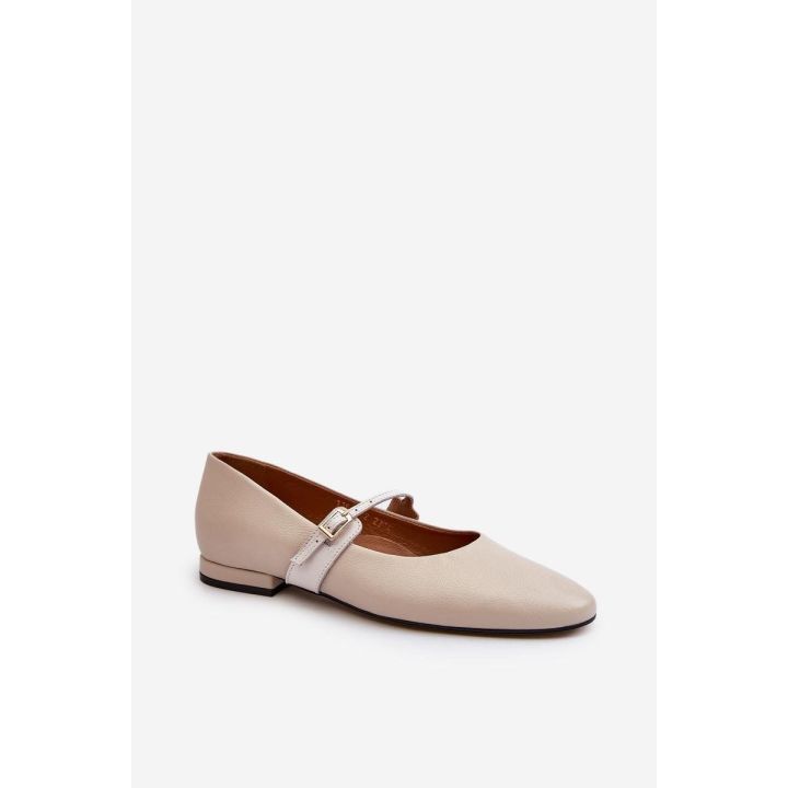 Kreminės balerinos su dirželiu Step in style
