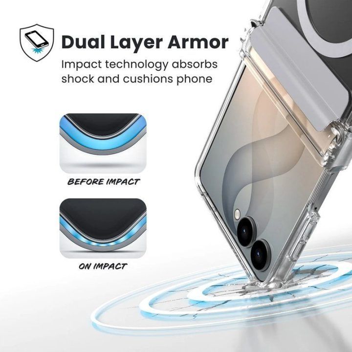 Dėklas Samsung Galaxy Z Flip 8 Speck Presidio Perfect-Clear Magnet, permatomas