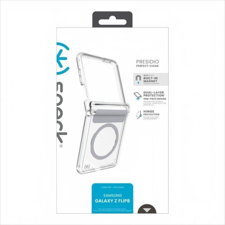 Dėklas Samsung Galaxy Z Flip 8 Speck Presidio Perfect-Clear Magnet, permatomas