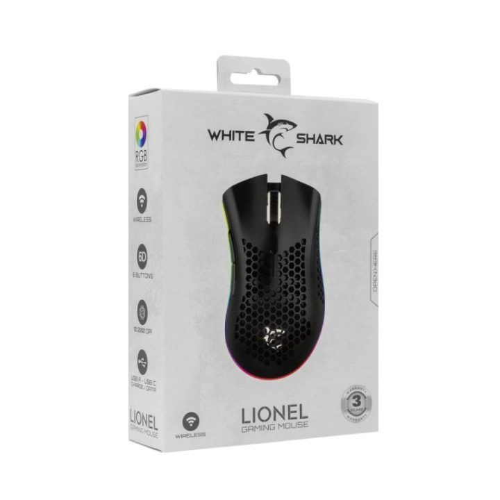 Žaidimų pelė White Shark Lionel Black