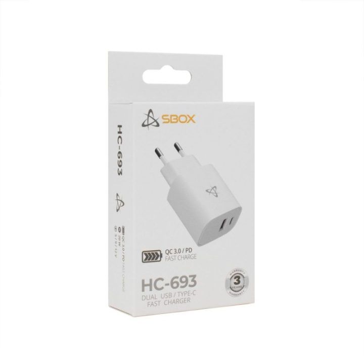 Sbox HC-693 USB namų įkroviklis 20 W, baltas